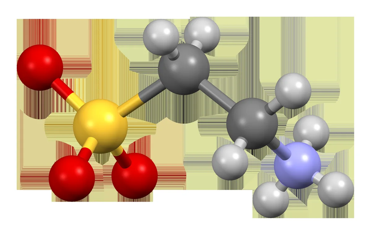 Ball-and-stick molecular model of the amino acid taurine